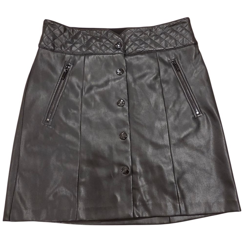 Karl Lagerfeld Black Faux Leather Mini Skirt Baddie Biker 4 (fits like 6-8)